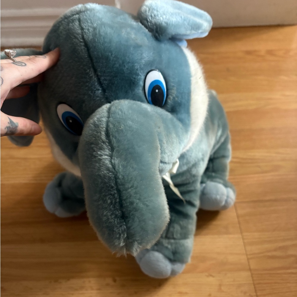 Plush Blue Elephant Stuffed Animal - Soft Cuddly Toy